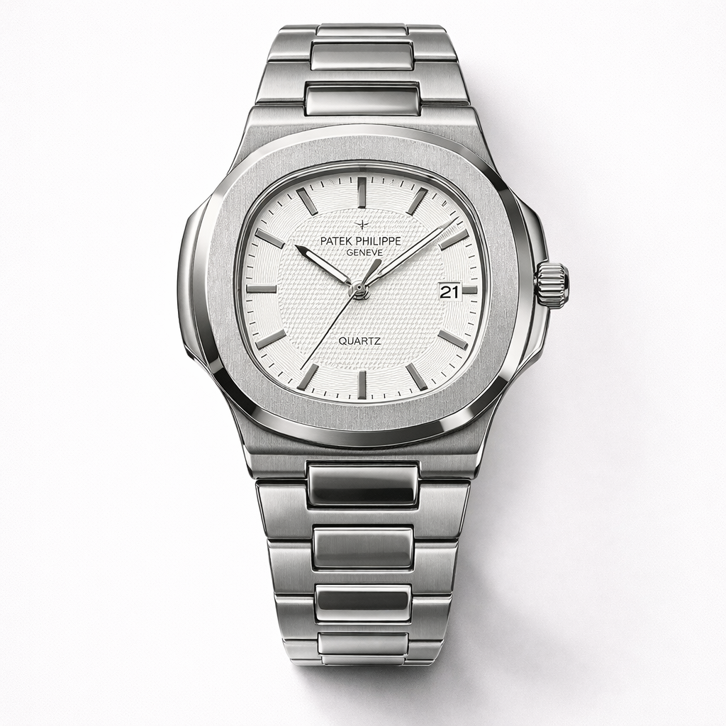 Men’s Luxury Stainless Steel Watch – White  Dial