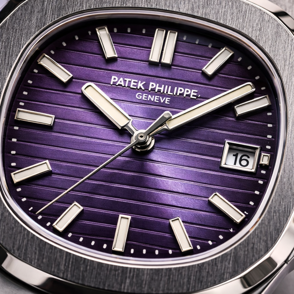 Men’s Luxury Stainless Steel Watch – Purple Textured Dial