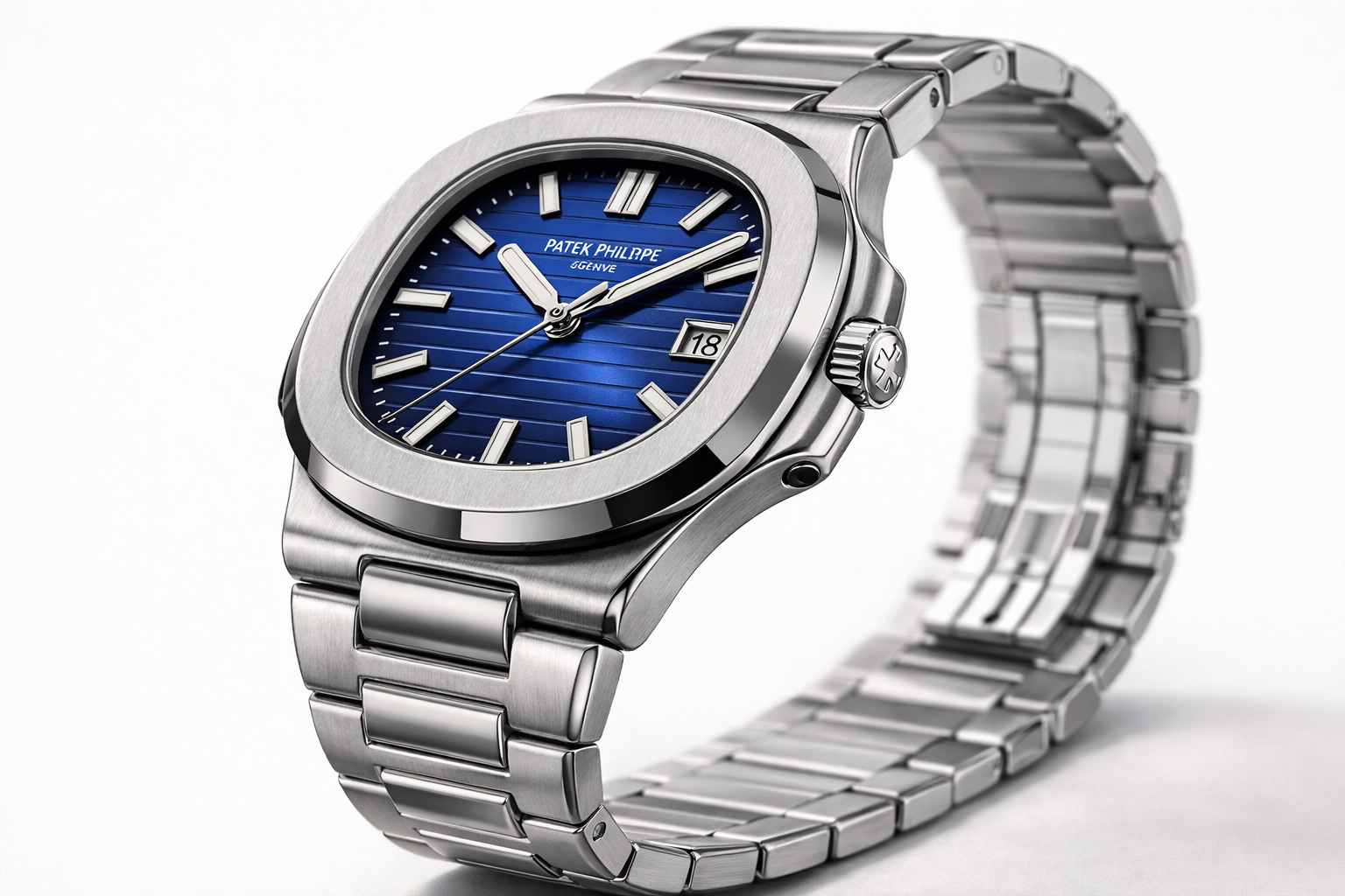 Men’s Stainless Steel Watch – Royal Blue Dial with Date